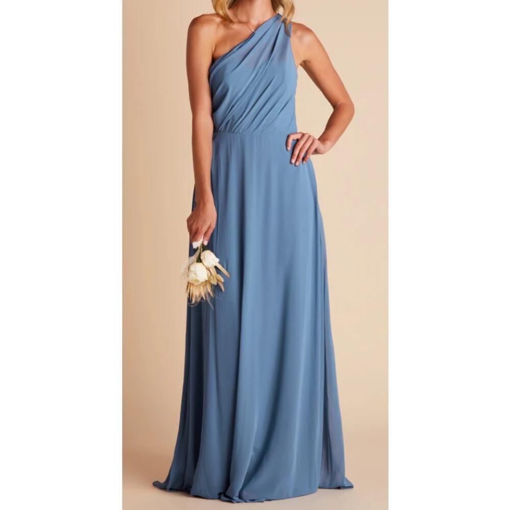 BIRDY GREY XS Twilight One-Shoulder Chiffon Kira Bridesmaid Maxi Dress NWT B74